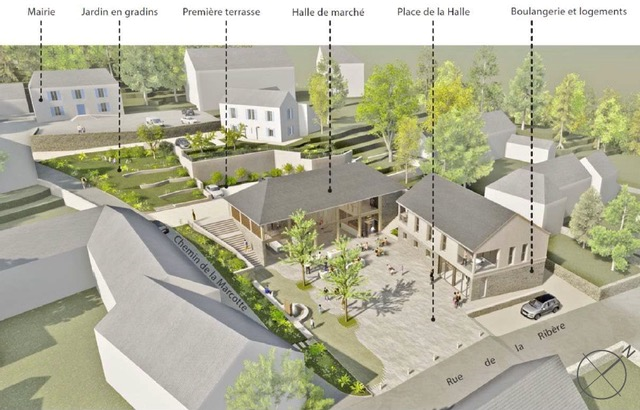 Le profil des espaces et bâtiments du nouveau centre-bourg d’Aspin-en-Lavedan